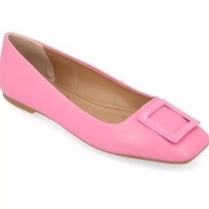 NIB Journee Collection Zimia Embellished Square Toe Ballet Flats Pink 9.5